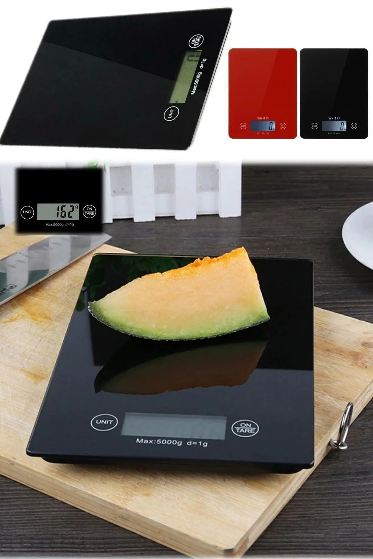 Dijital Mutfak Tartısı - 5 kg Kapasite, 1 Gram Hassasiyet, Şık Siyah Cam Tasarım
