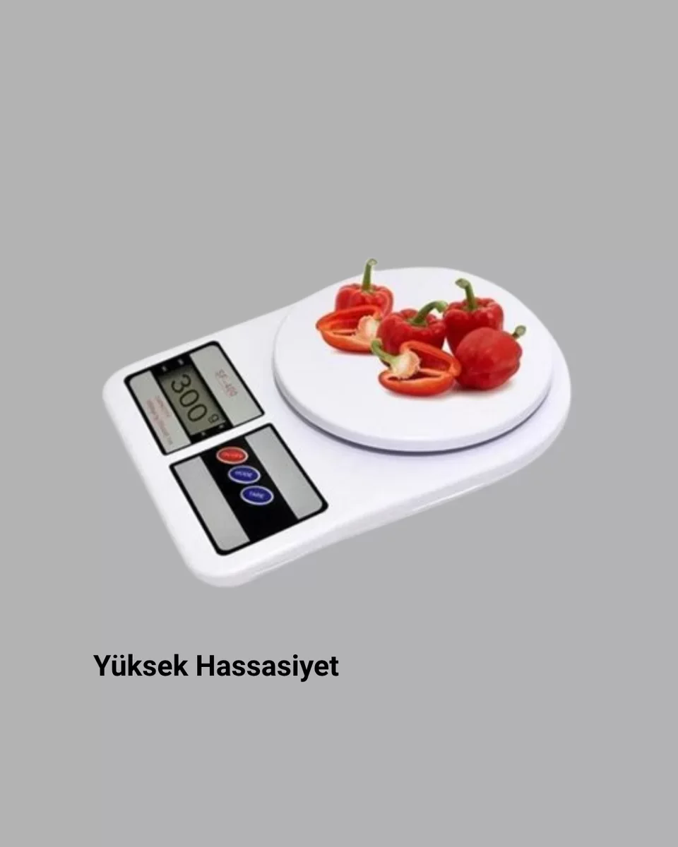 Dijital Mutfak Tartısı – 1g Doğruluk LCD Ekranlı, Otomatik Kapanma