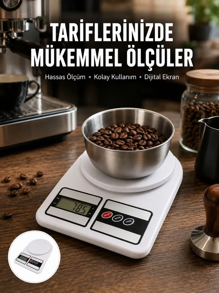 Dijital Mutfak Tartısı – 1g Hassasiyetli Yeni Nesil 10 Kg Ölçüm Cihazı