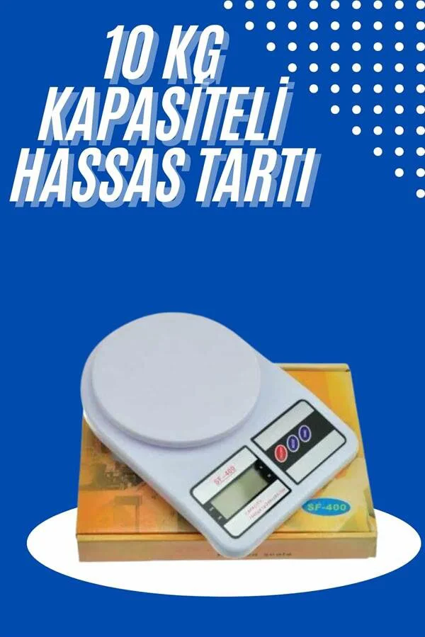 Dijital Mutfak Terazisi 10 Kg - Taşınabilir, Hassas Ölçüm ve Aşırı Yük Uyarılı