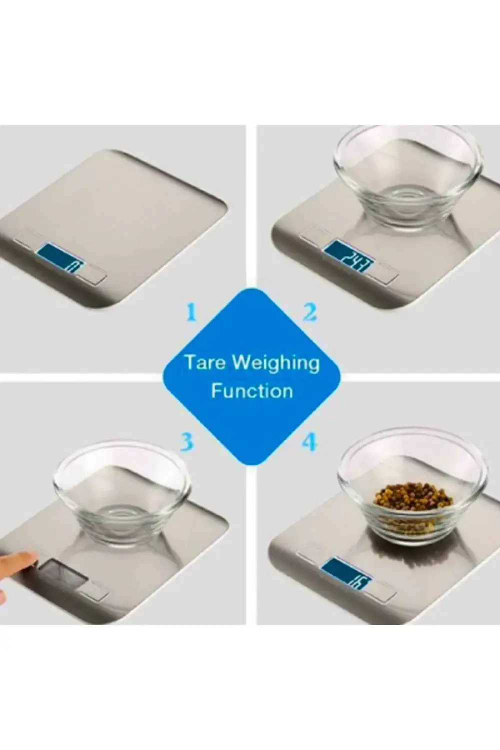 Dijital Mutfak Terazisi Paslanmaz Çelik Elektronik Lcd Ağırlık 5