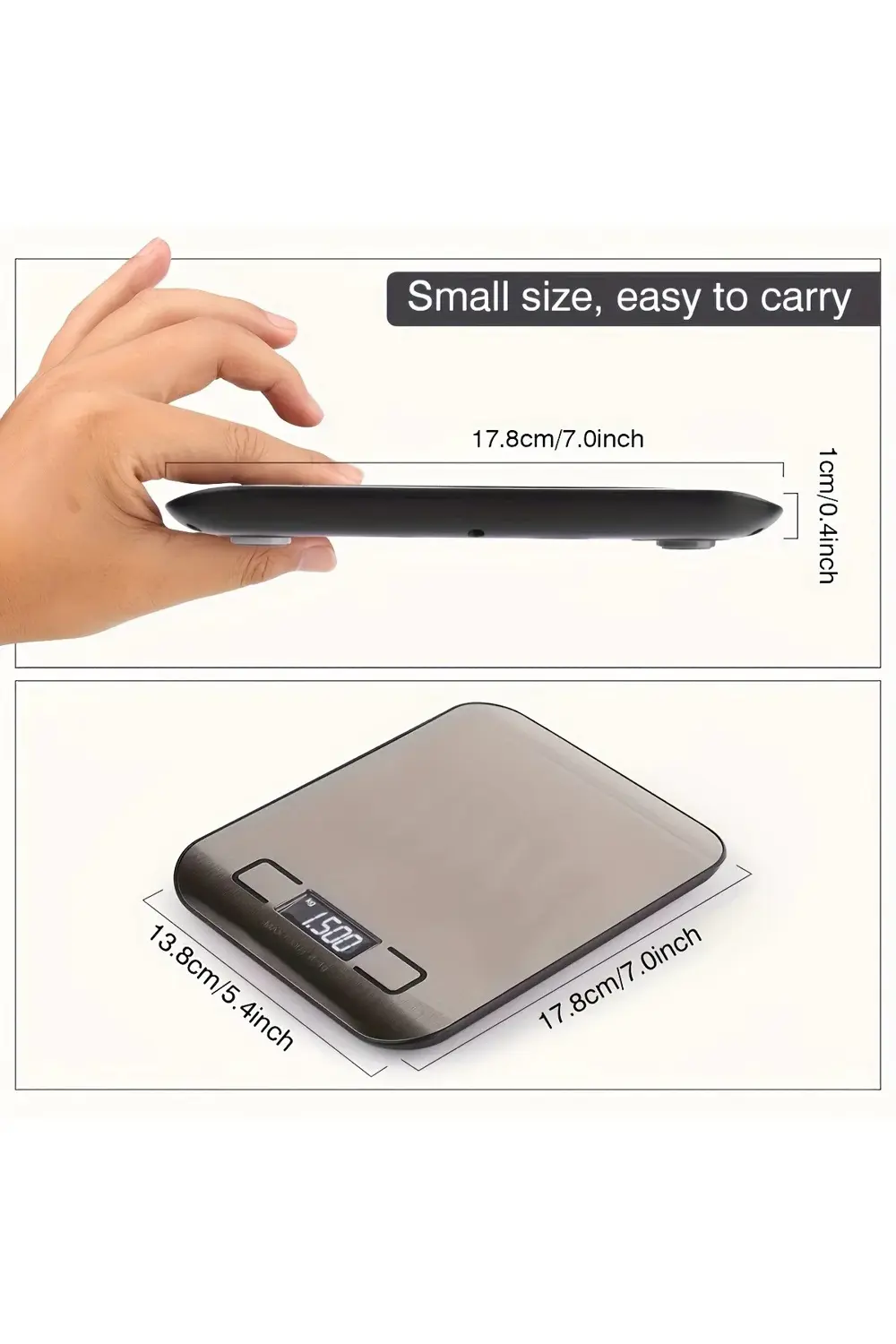 Dijital Mutfak Terazisi Paslanmaz Çelik Elektronik Lcd Ağırlık 5