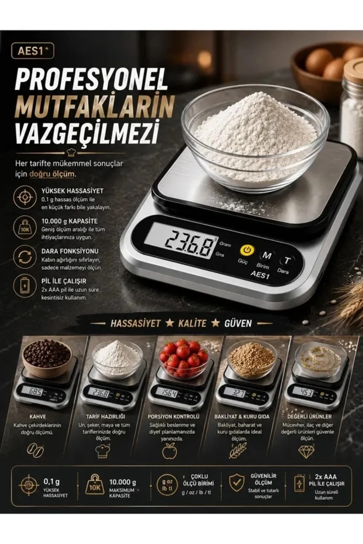 Dijital Mutfak Ve Kahve Tartısı Hassas Gram Terazisi Paslanmaz Çelik Lcd Ekran Çoklu Ölçüm G/Oz 10 K Dijital Mutfak Ve Kahve Tartısı Hassas Gram Terazisi Paslanmaz Çelik Lcd Ekran Çoklu Ölçüm G/Oz 10 K - Görsel 2