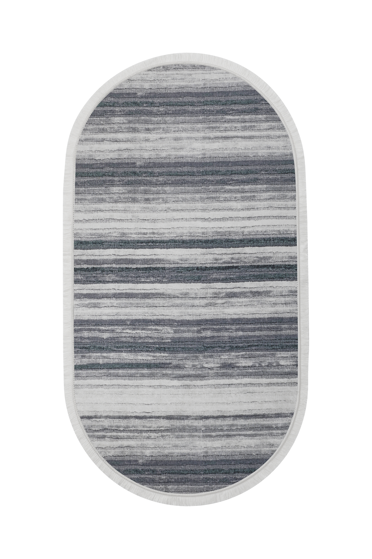 DİJİTAL Oval Saçaklı HALI 9026 MODEL GRİ Silinebilir 200x250