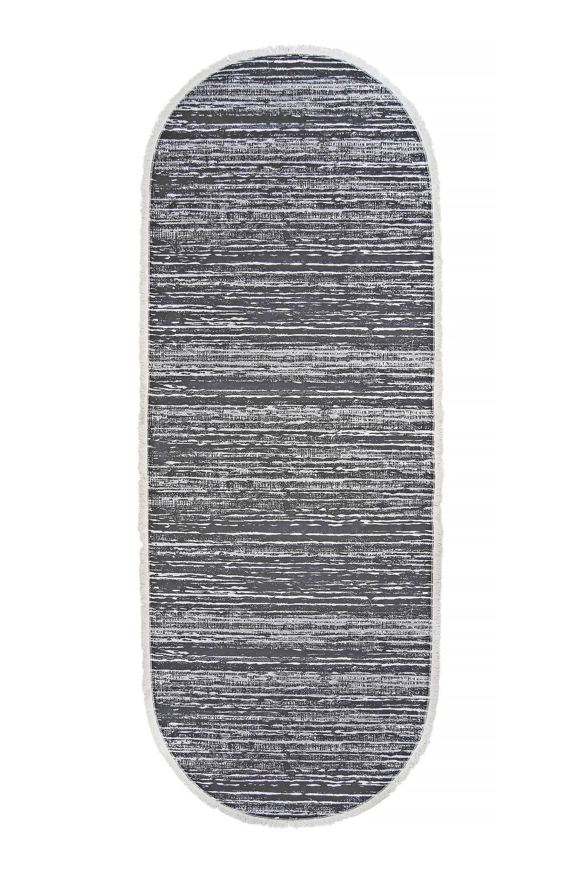 DİJİTAL Oval Saçaklı HALI MODERN TASARIMLI SİYAH RENKLİ Silinebilir 160x300 Fiyatı, Yorumları ve Özellikleri
