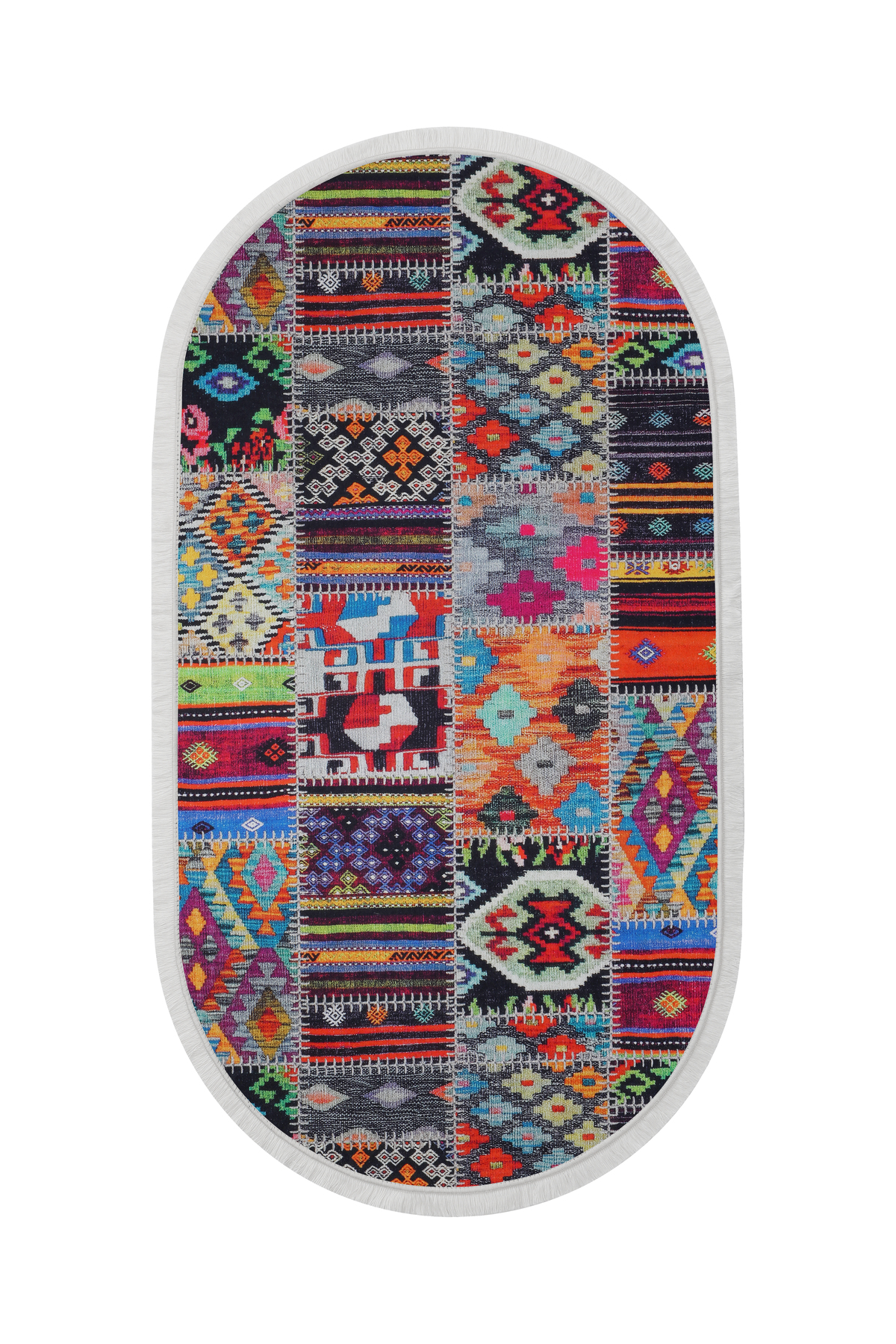 DİJİTAL Oval Saçaklı HALI 9010 MODEL ÇOK RENKLİ Silinebilir 60x80