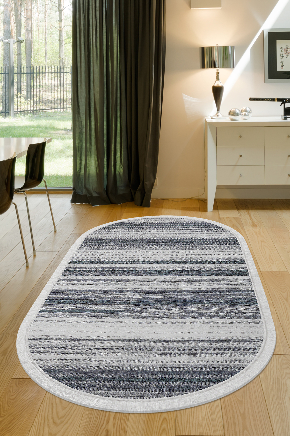 DİJİTAL Oval Saçaklı HALI 9026 MODEL GRİ Silinebilir 60x900 Fiyatı, Yorumları ve Özellikleri