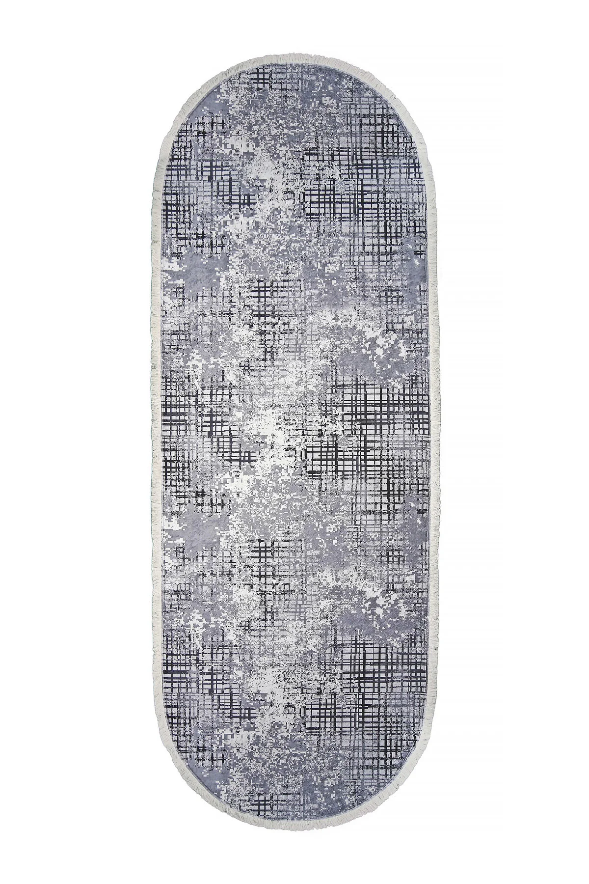DİJİTAL Oval Saçaklı HALI MODERN TASARIMLI GRİ RENKLİ Silinebilir 150X220 Fiyatı, Yorumları ve Özellikleri