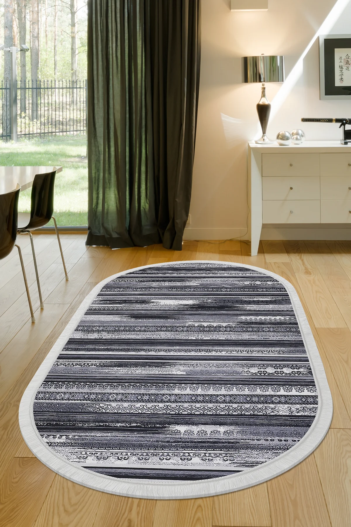 DİJİTAL Oval Saçaklı HALI KÖLN MODEL GRİ RENK Silinebilir 160x300 Fiyatı, Yorumları ve Özellikleri