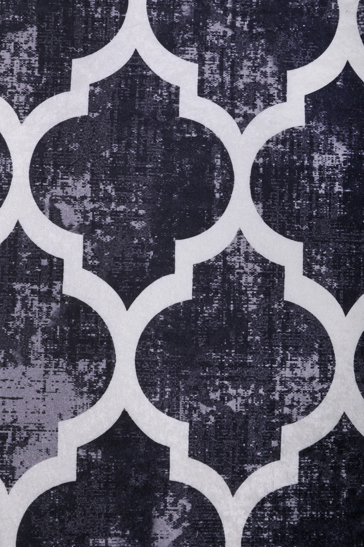 DİJİTAL Oval Saçaklı HALI MODERN TASARIMLI SİYAH RENKLİ Silinebilir 80x400