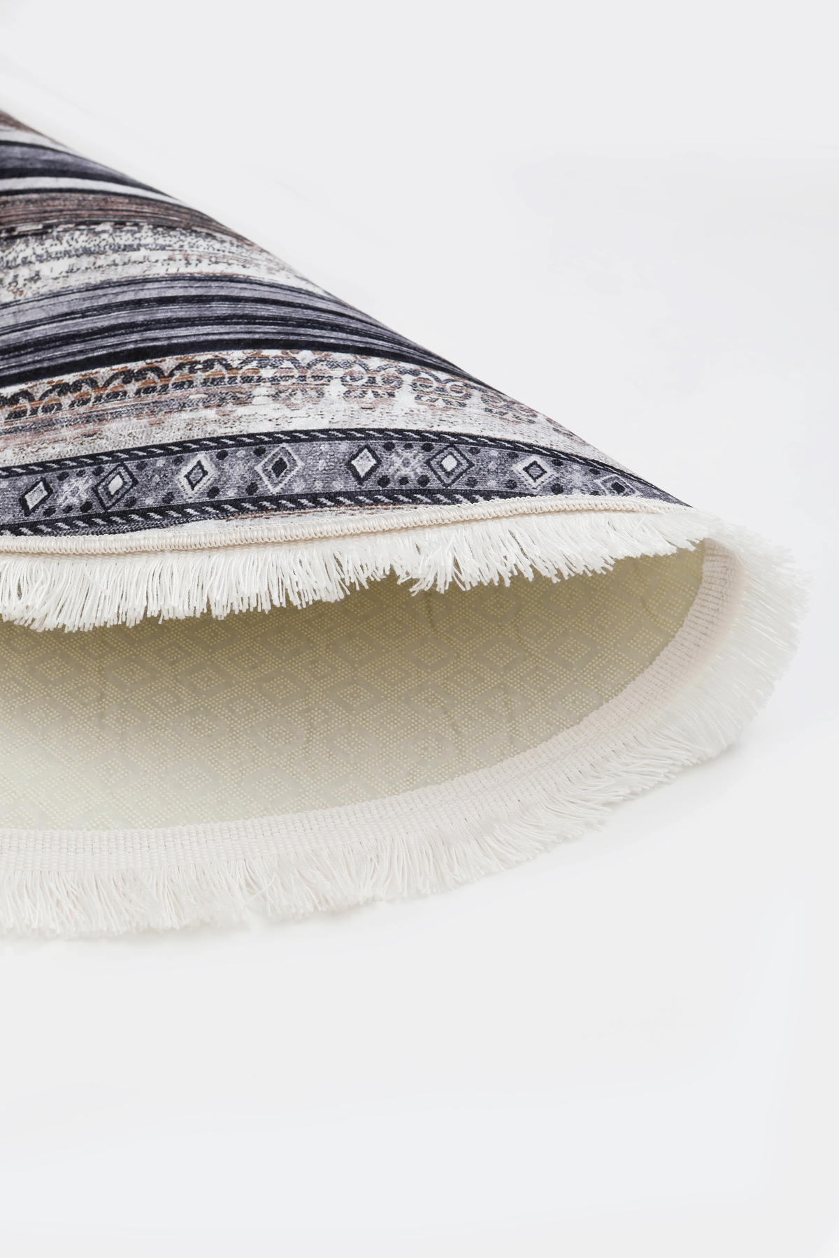 DİJİTAL Oval Saçaklı HALI KÖLN MODEL KAHVERENGİ Silinebilir 60x15