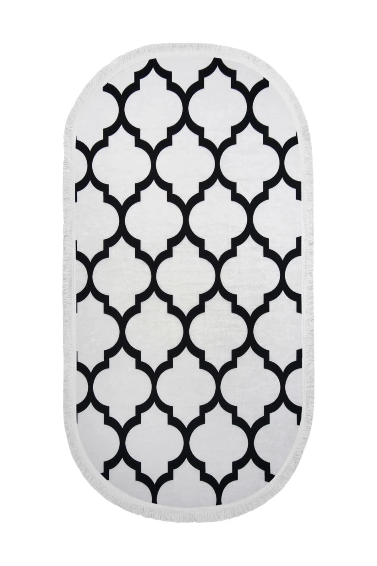 DİJİTAL Oval Saçaklı HALI MODERN TASARIMLI BEYAZ RENKLİ Silinebilir 160x300 DİJİTAL Oval Saçaklı HALI MODERN TASARIMLI BEYAZ RENKLİ Silinebilir 160x300