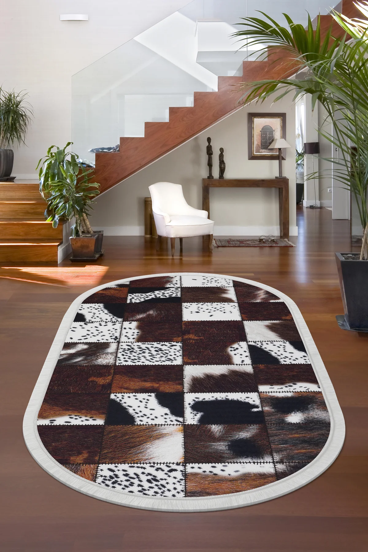 DİJİTAL Oval Saçaklı HALI DR01 MODEL KAHVERENGİ Silinebilir 140x200 Fiyatı, Yorumları ve Özellikleri