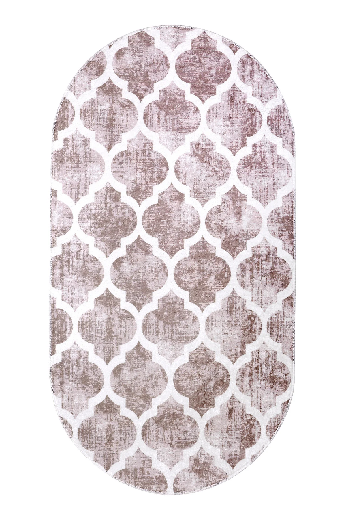 DİJİTAL Oval Saçaksız HALI MODERN TASARIMLI BEJ RENKLİ Silinebili