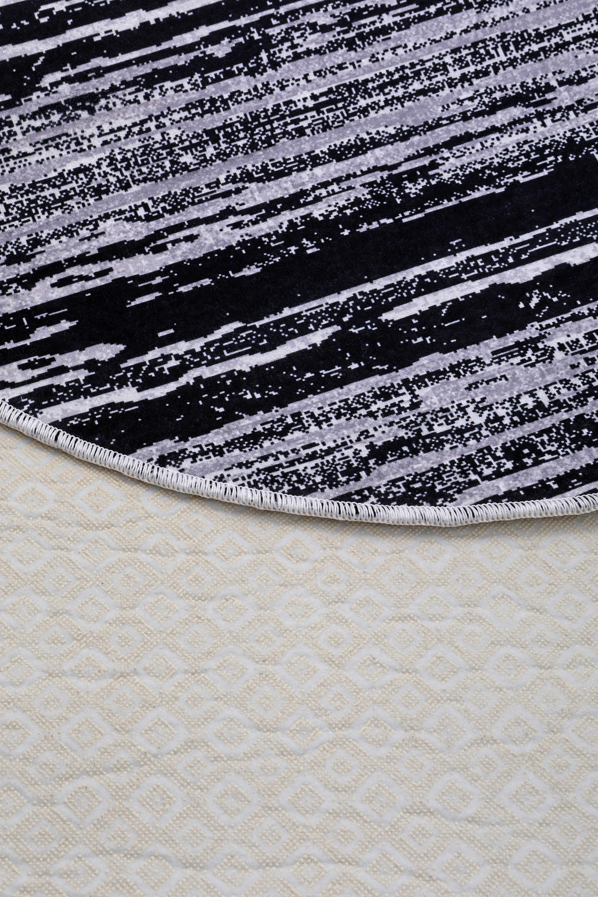 DİJİTAL Oval Saçaksız HALI MODERN TASARIMLI SİYAH RENKLİ Silinebi