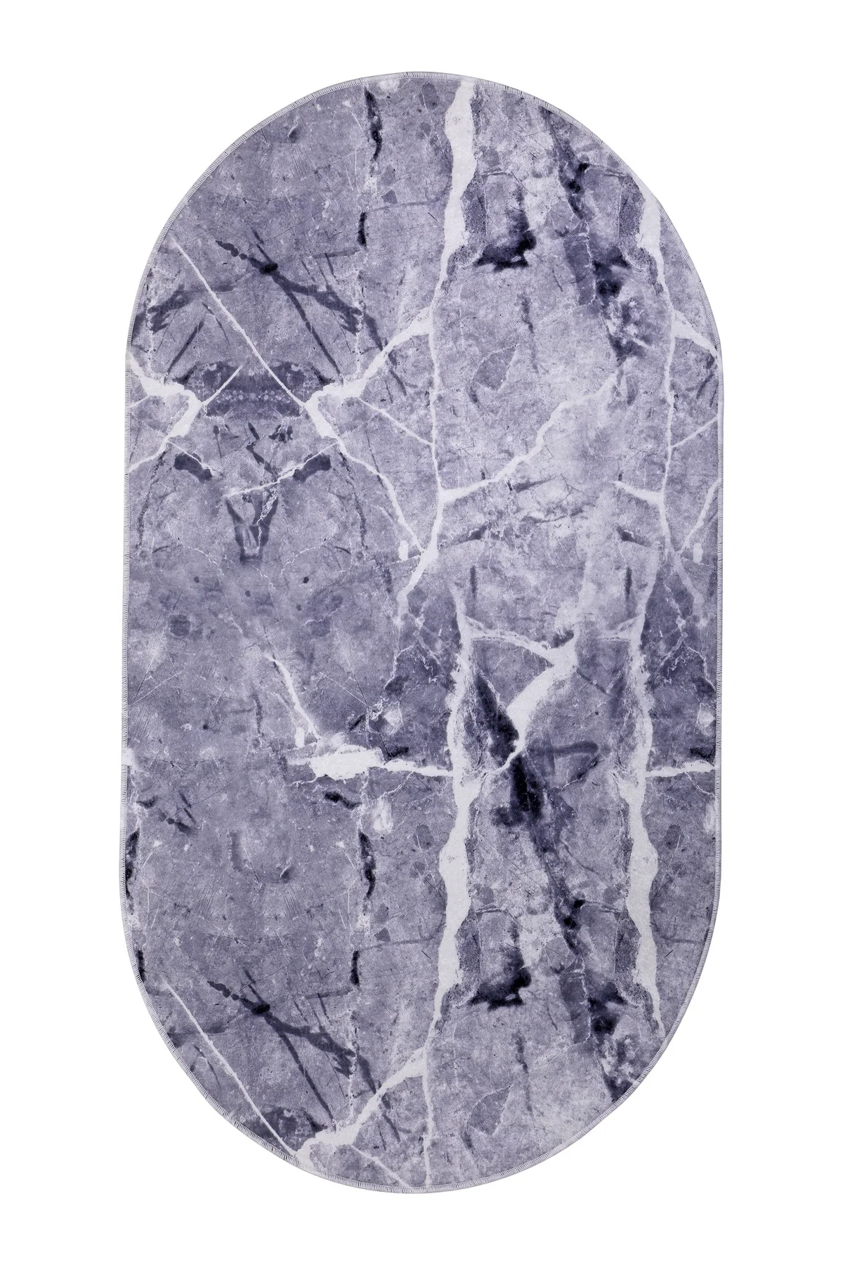 DİJİTAL Oval Saçaksız HALI MODERN TASARIMLI GRİ RENKLİ Silinebilir Yolluk 160x250 (4 metrekare)