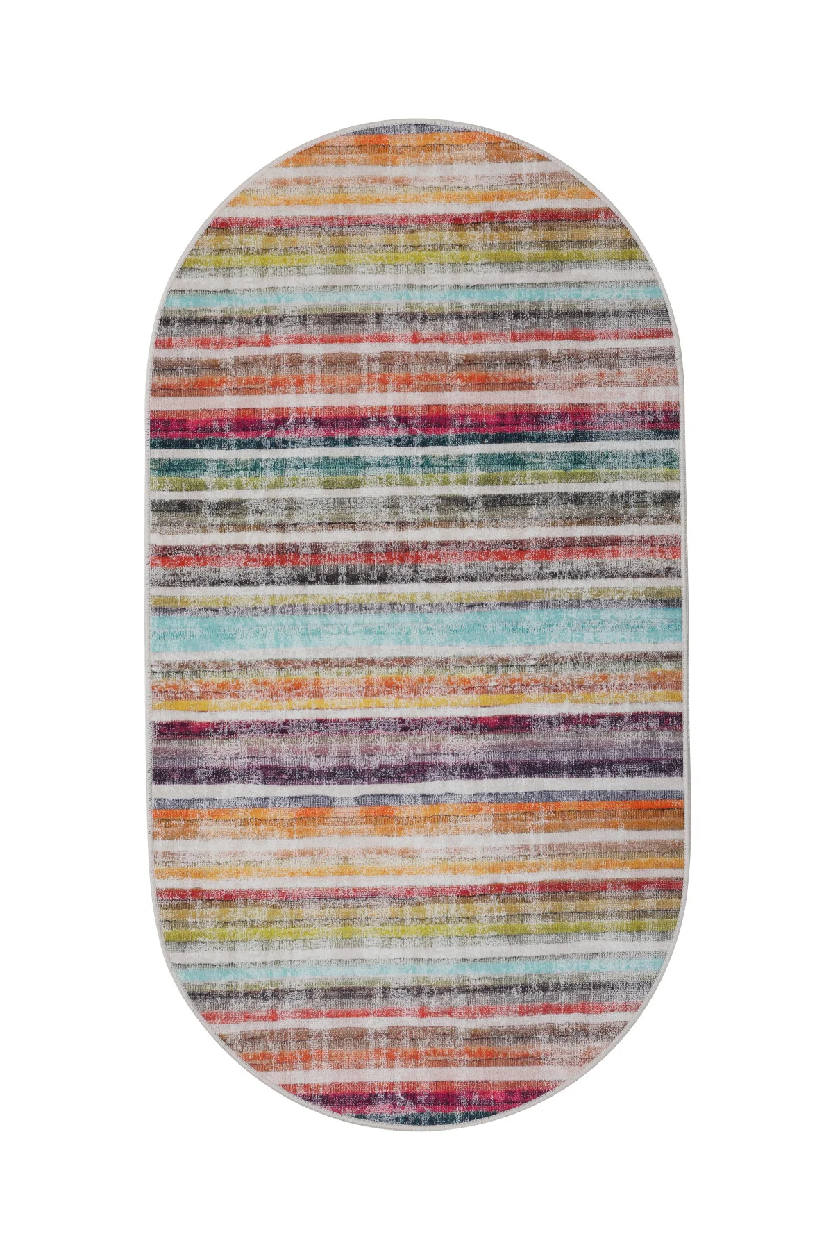 DİJİTAL Oval Saçaksız HALI ÇİZGİLİ MODEL ÇOK RENKLİ Silinebilir Yolluk 200x650