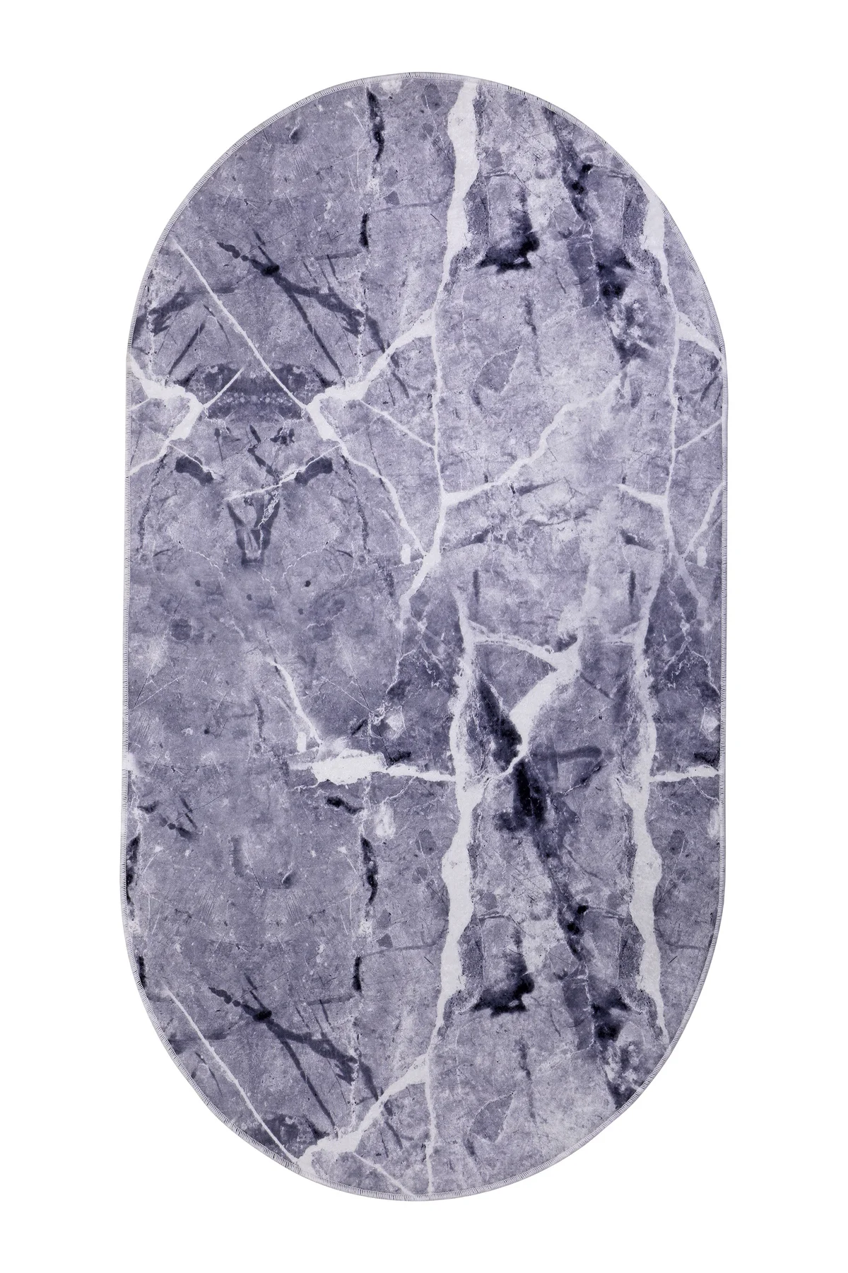 DİJİTAL Oval Saçaksız HALI MODERN TASARIMLI GRİ RENKLİ Silinebilir Yolluk 60x800