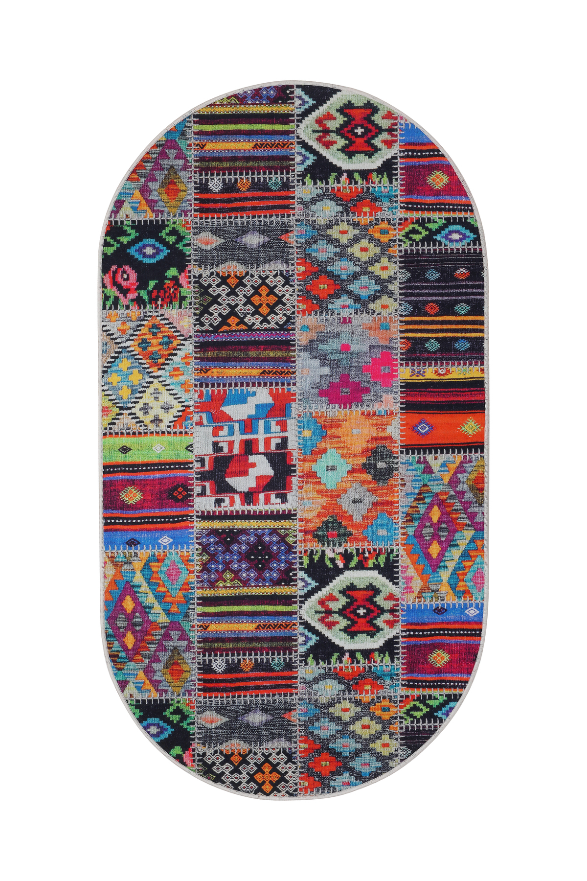 DİJİTAL Oval Saçaksız HALI 9010 MODEL ÇOK RENKLİ Silinebilir Yolluk 150x900