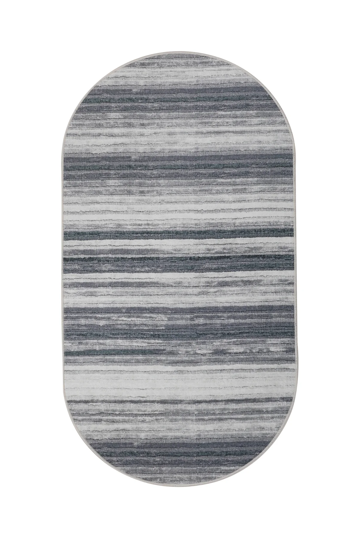 DİJİTAL Oval Saçaksız HALI 9026 MODEL GRİ Silinebilir Yolluk 60x150