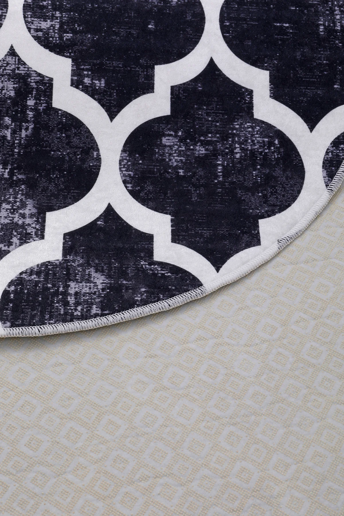 DİJİTAL Oval Saçaksız HALI MODERN TASARIMLI SİYAH RENKLİ Silinebilir Yolluk 80x350