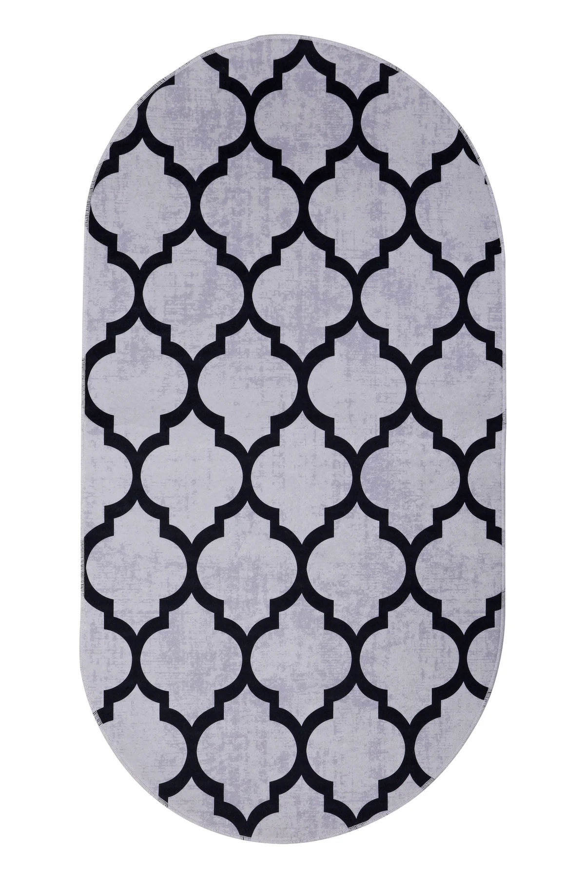 DİJİTAL Oval Saçaksız HALI MODERN TASARIMLI GRİ RENKLİ Silinebilir Yolluk 80x150