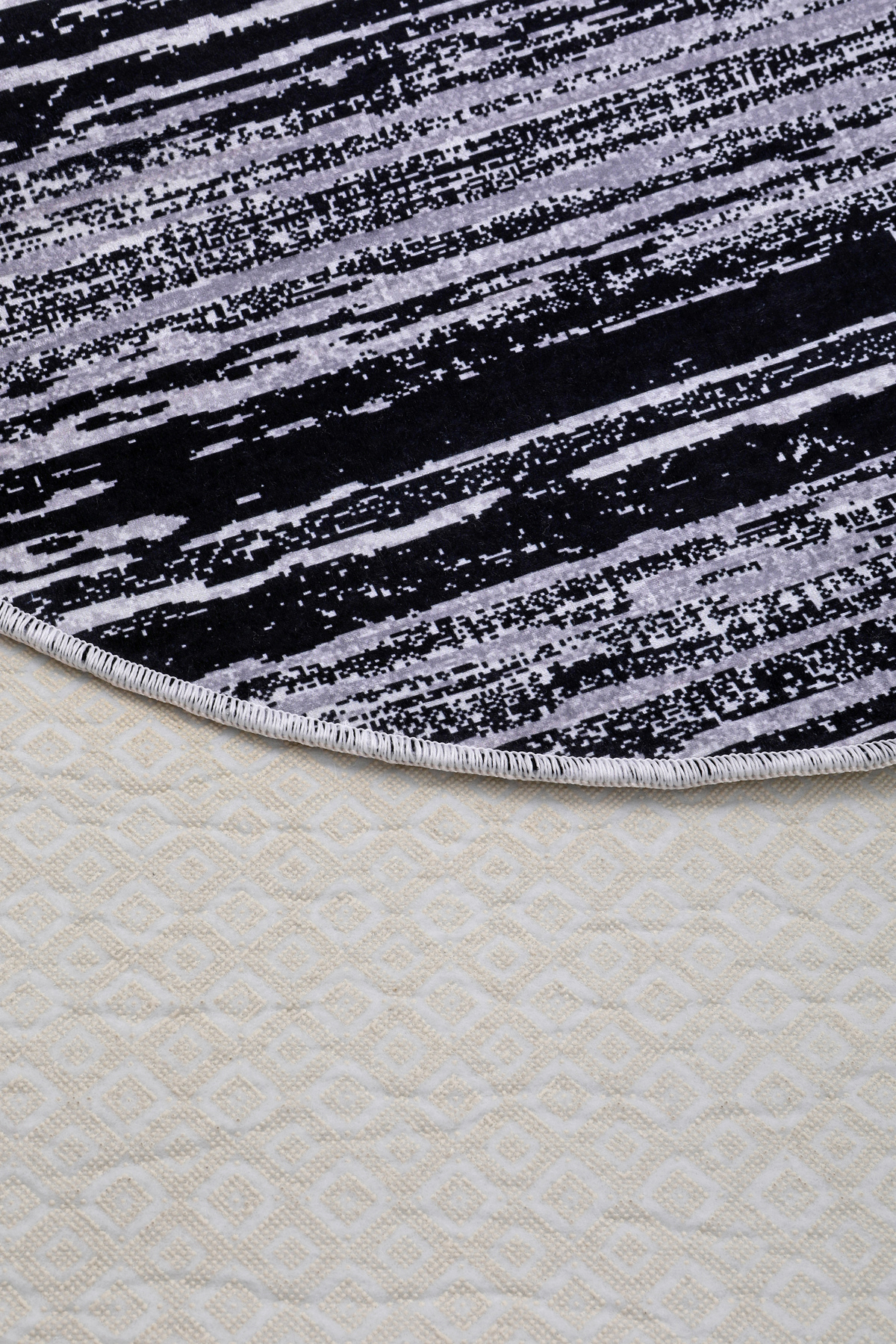DİJİTAL Oval Saçaksız HALI MODERN TASARIMLI SİYAH RENKLİ Silinebi
