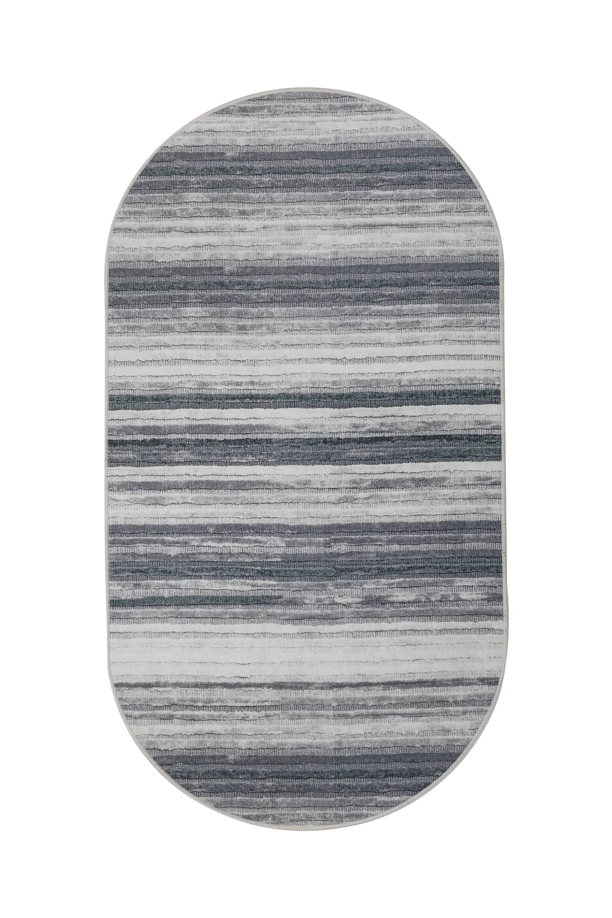 DİJİTAL Oval Saçaksız HALI 9026 MODEL GRİ Silinebilir Yolluk 80x100