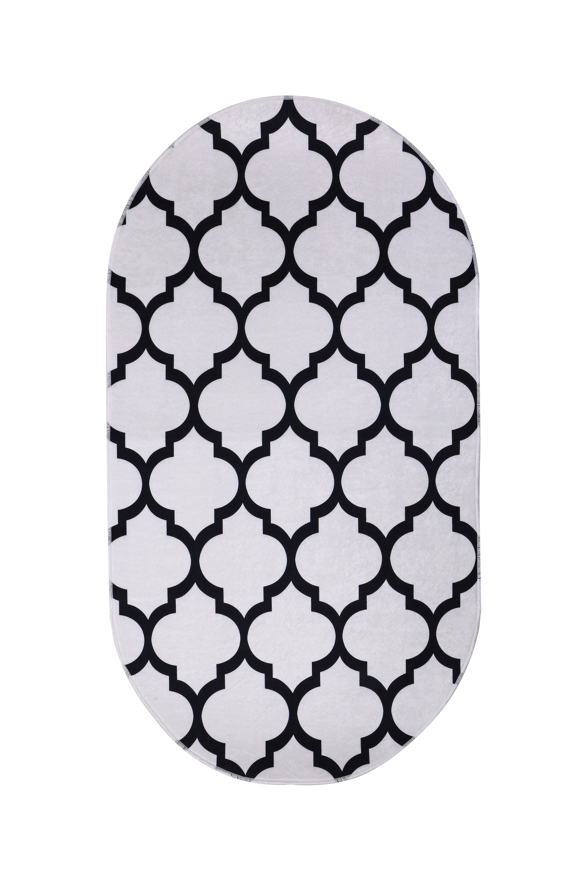 DİJİTAL Oval Saçaksız HALI MODERN TASARIMLI BEYAZ RENKLİ Silinebi