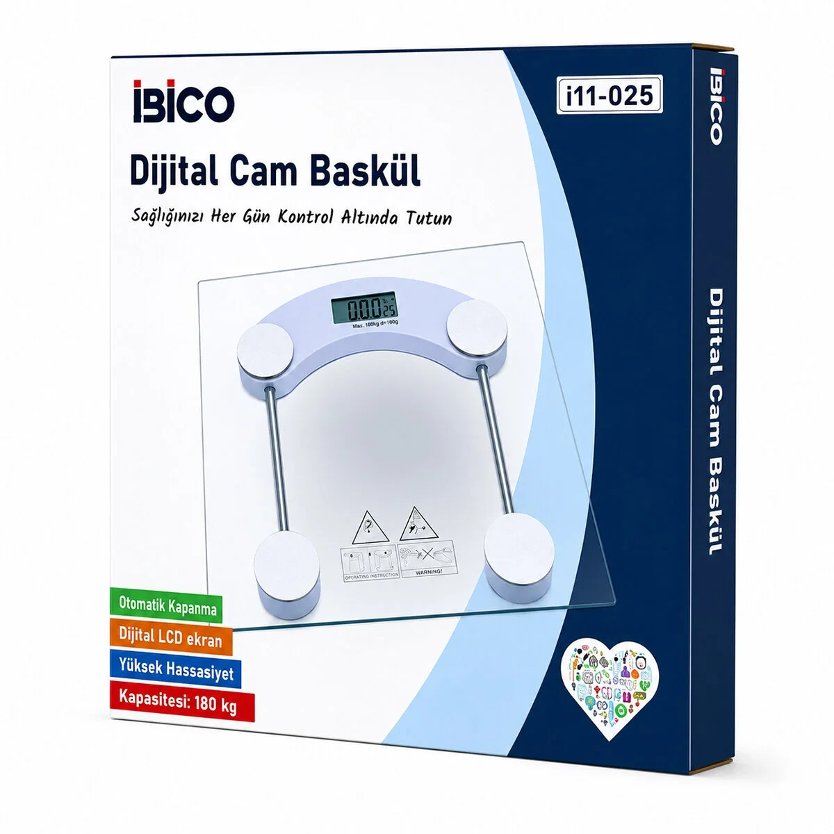 Dijital - Pilli Kare Banyo Baskül Terazi Tartı Lcd Ekran 180kg/0.1g 30x30cm İ11-025 Bx40 Fiyatı, Yorumları ve Özellikleri