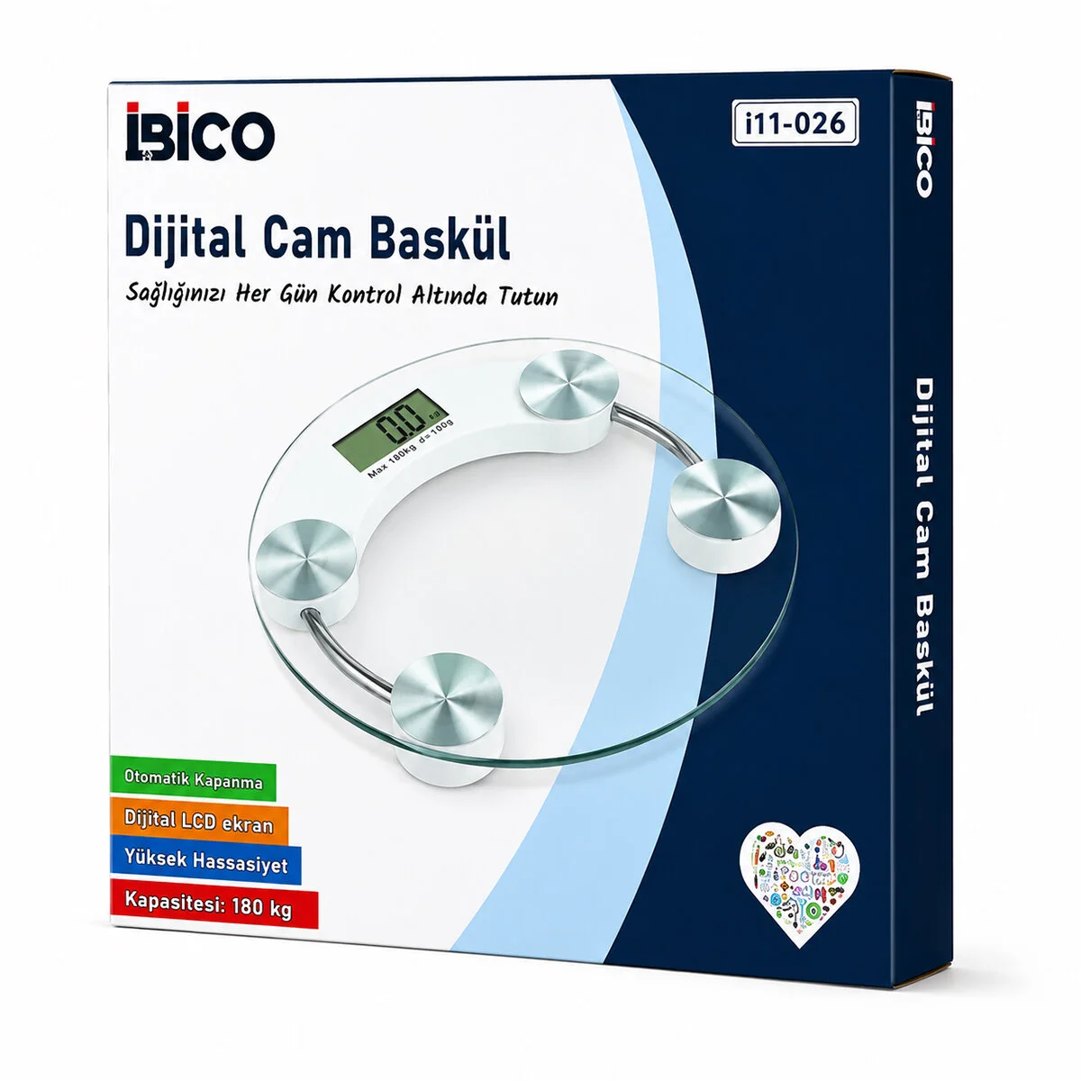 Dijital - Pilli Yuvarlak Banyo Baskül Terazi Tartı Lcd Ekran 180KG/0.1G 30X30CM İ11-026 Fiyatı, Yorumları ve Özellikleri