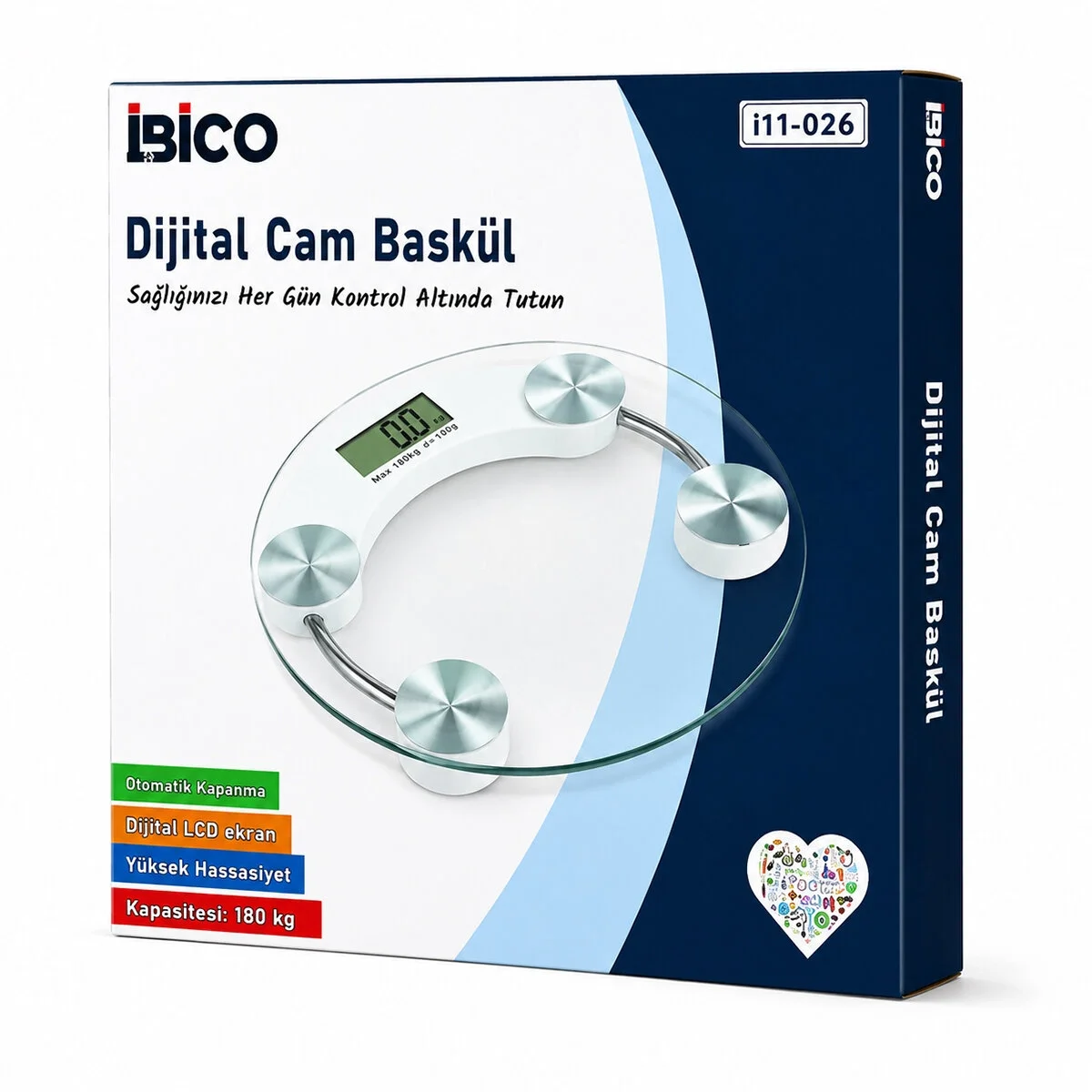 Dijital - Pilli Yuvarlak Banyo Baskül Terazi Tartı Lcd Ekran 180kg/0.1g 30x30cm İ11-026 Bx40 Fiyatı, Yorumları ve Özellikleri