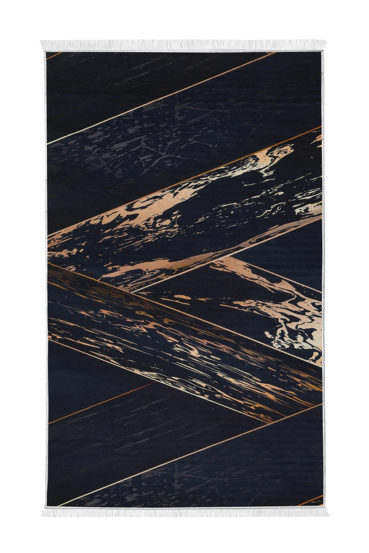 DİJİTAL Saçaklı HALI MODERN TASARIMLI SİYAH RENKLİ Silinebilir 120x180