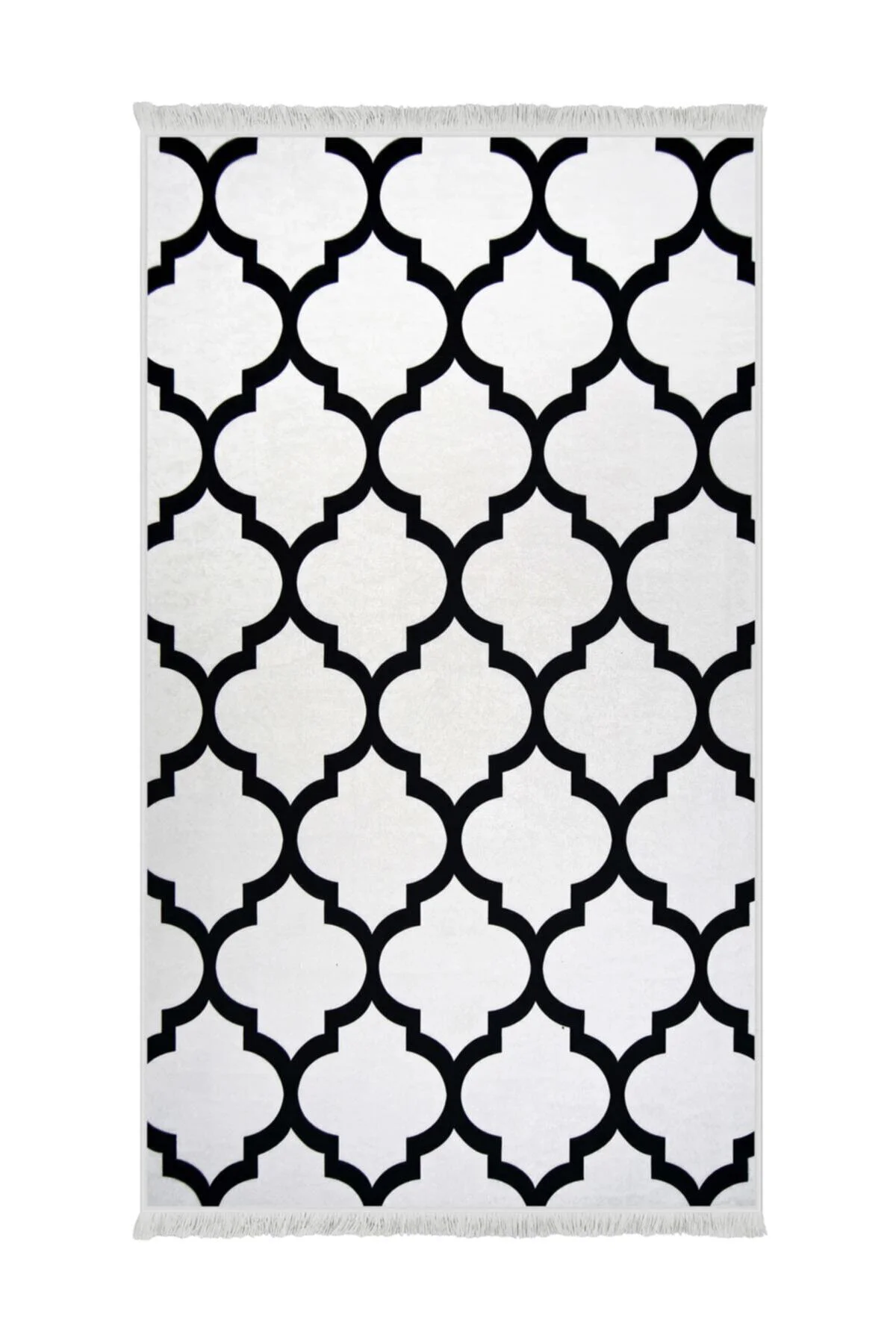 DİJİTAL Saçaklı HALI MODERN TASARIMLI BEYAZ RENKLİ Silinebilir 60x150