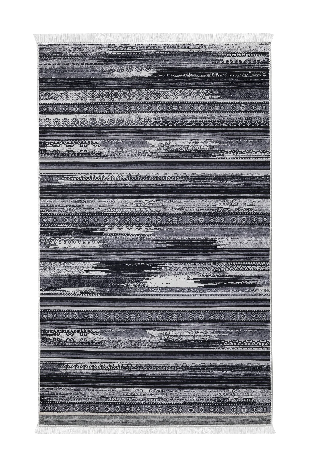 DİJİTAL Saçaklı HALI KÖLN MODEL GRİ RENK Silinebilir 120x200 (3 m2)