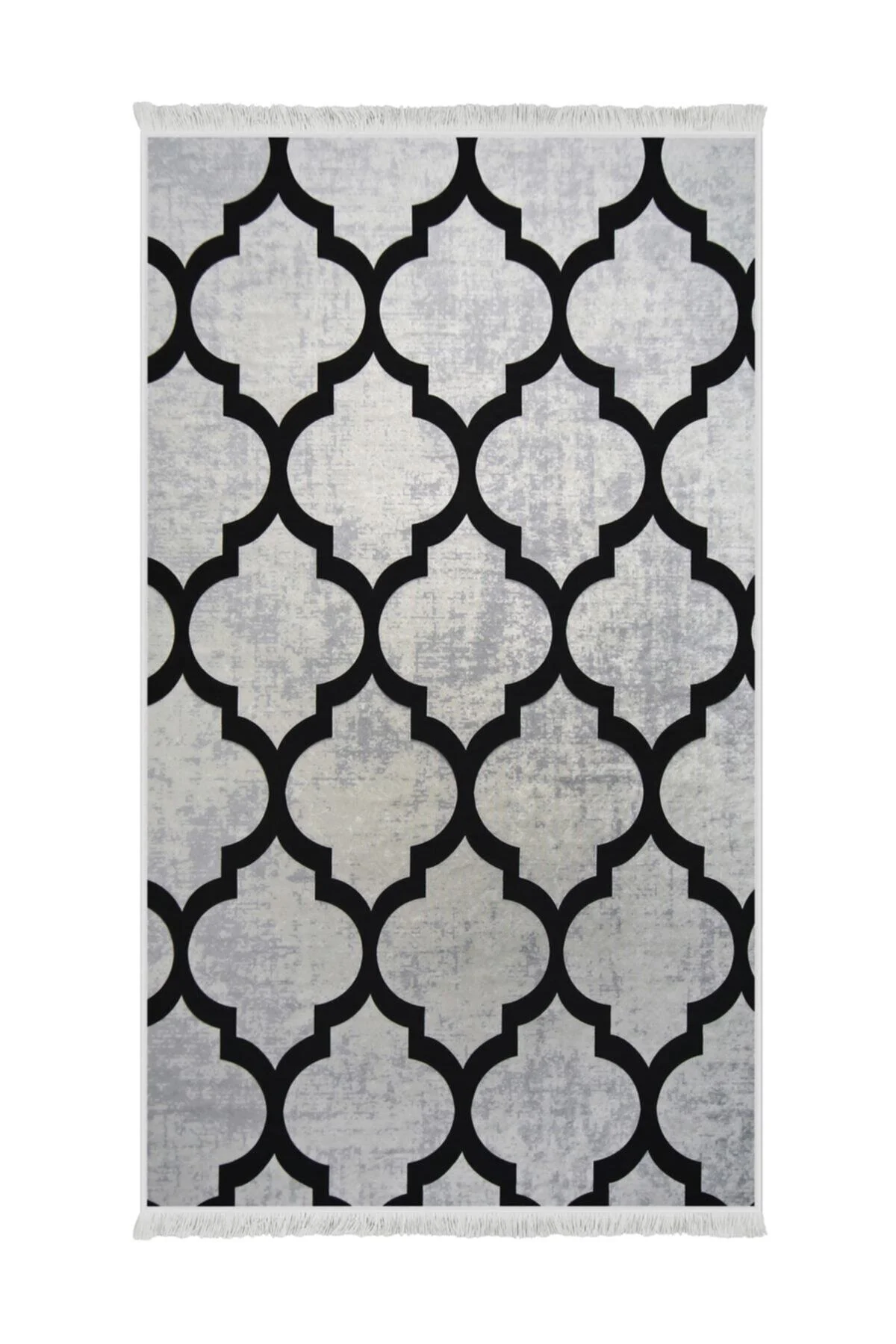 DİJİTAL Saçaklı HALI MODERN TASARIMLI GRİ RENKLİ Silinebilir 60x800