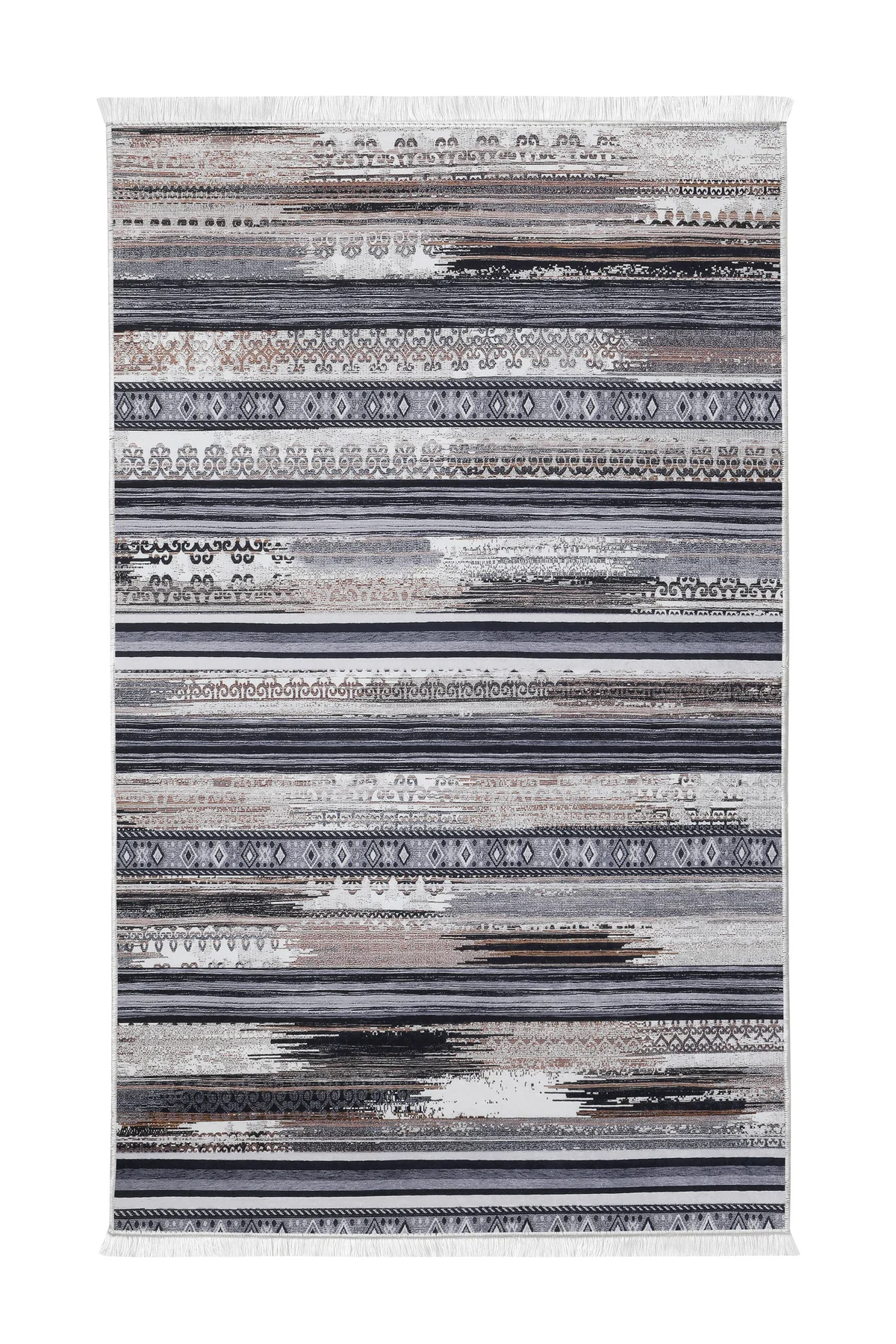 DİJİTAL Saçaklı HALI KÖLN MODEL KAHVERENGİ Silinebilir 200x300 (6 metrekare)