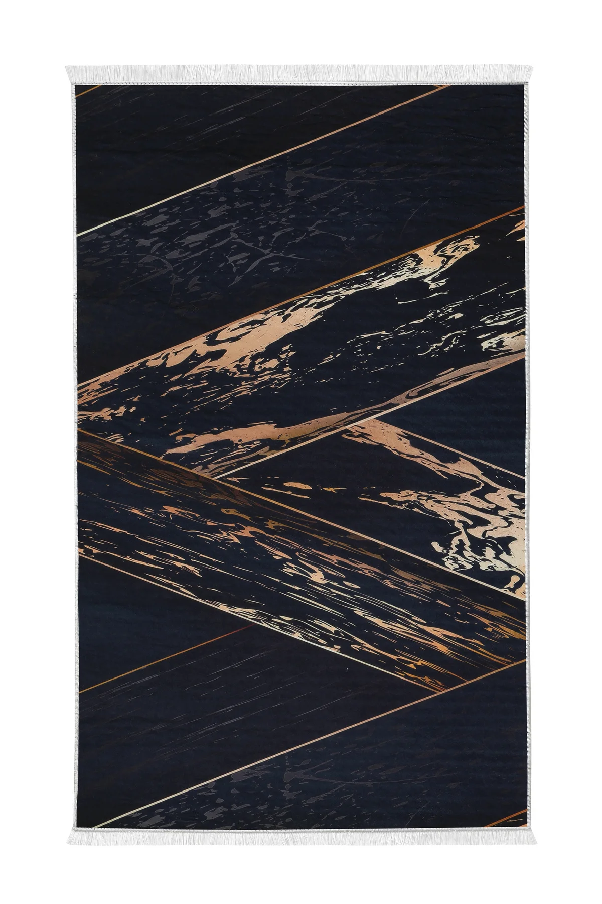 DİJİTAL Saçaklı HALI MODERN TASARIMLI SİYAH RENKLİ Silinebilir 120x700