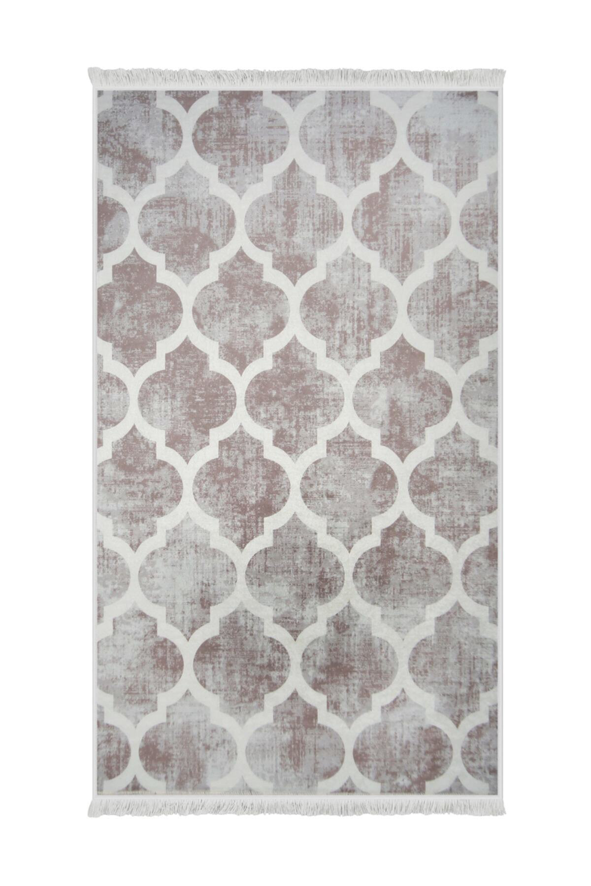 DİJİTAL Saçaklı HALI MODERN TASARIMLI BEJ RENKLİ Silinebilir 80x100 Fiyatı, Yorumları ve Özellikleri
