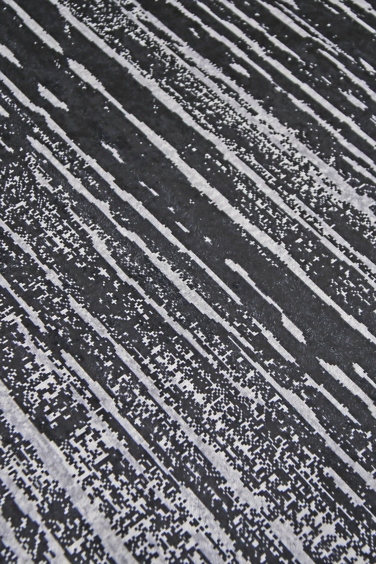 DİJİTAL Saçaklı HALI MODERN TASARIMLI SİYAH RENKLİ Silinebilir 120x250