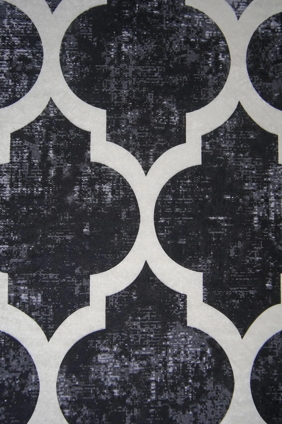 DİJİTAL Saçaklı HALI MODERN TASARIMLI SİYAH RENKLİ Silinebilir 160x500