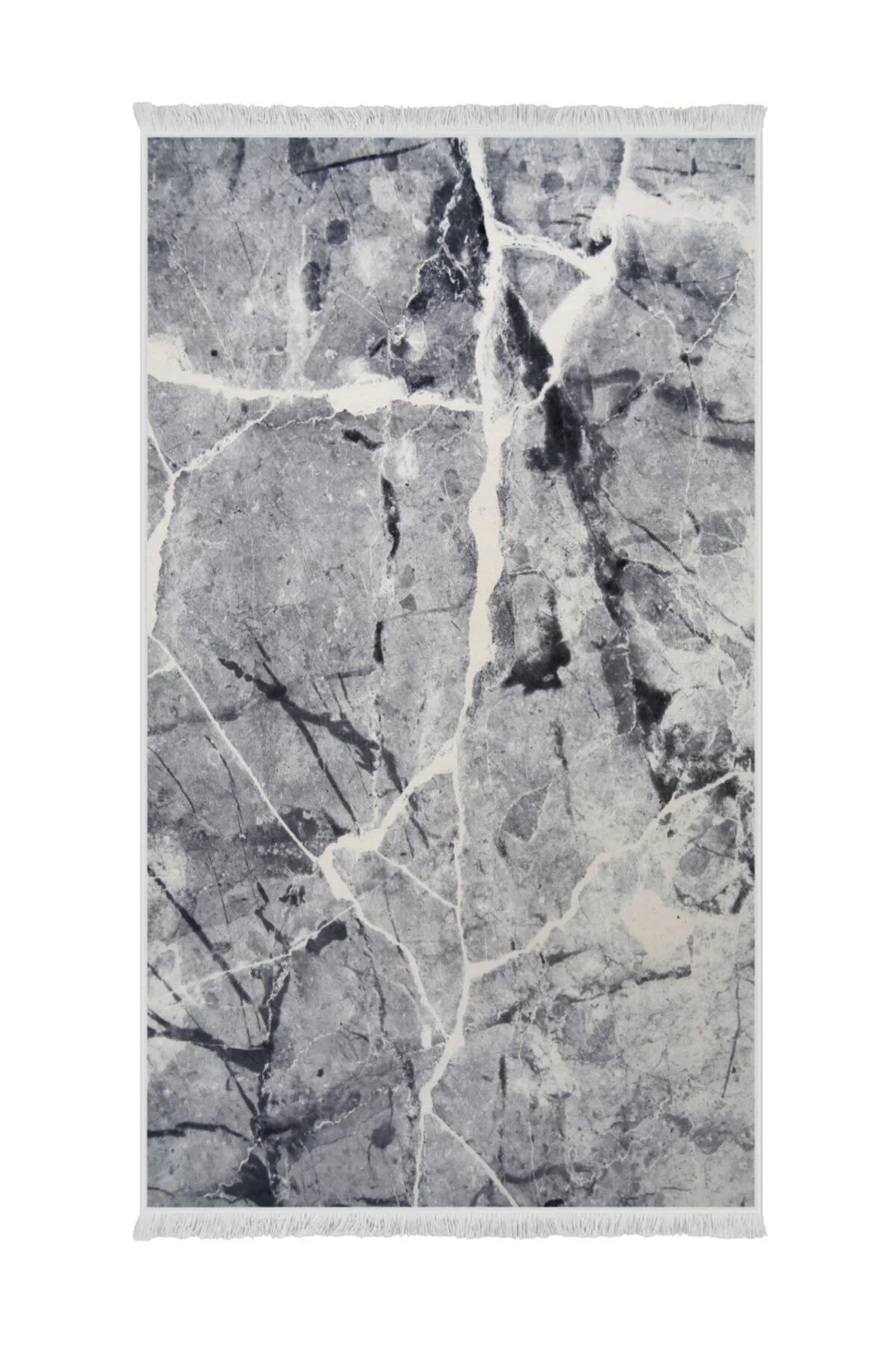 DİJİTAL Saçaklı HALI MODERN TASARIMLI GRİ RENKLİ Silinebilir 160x200