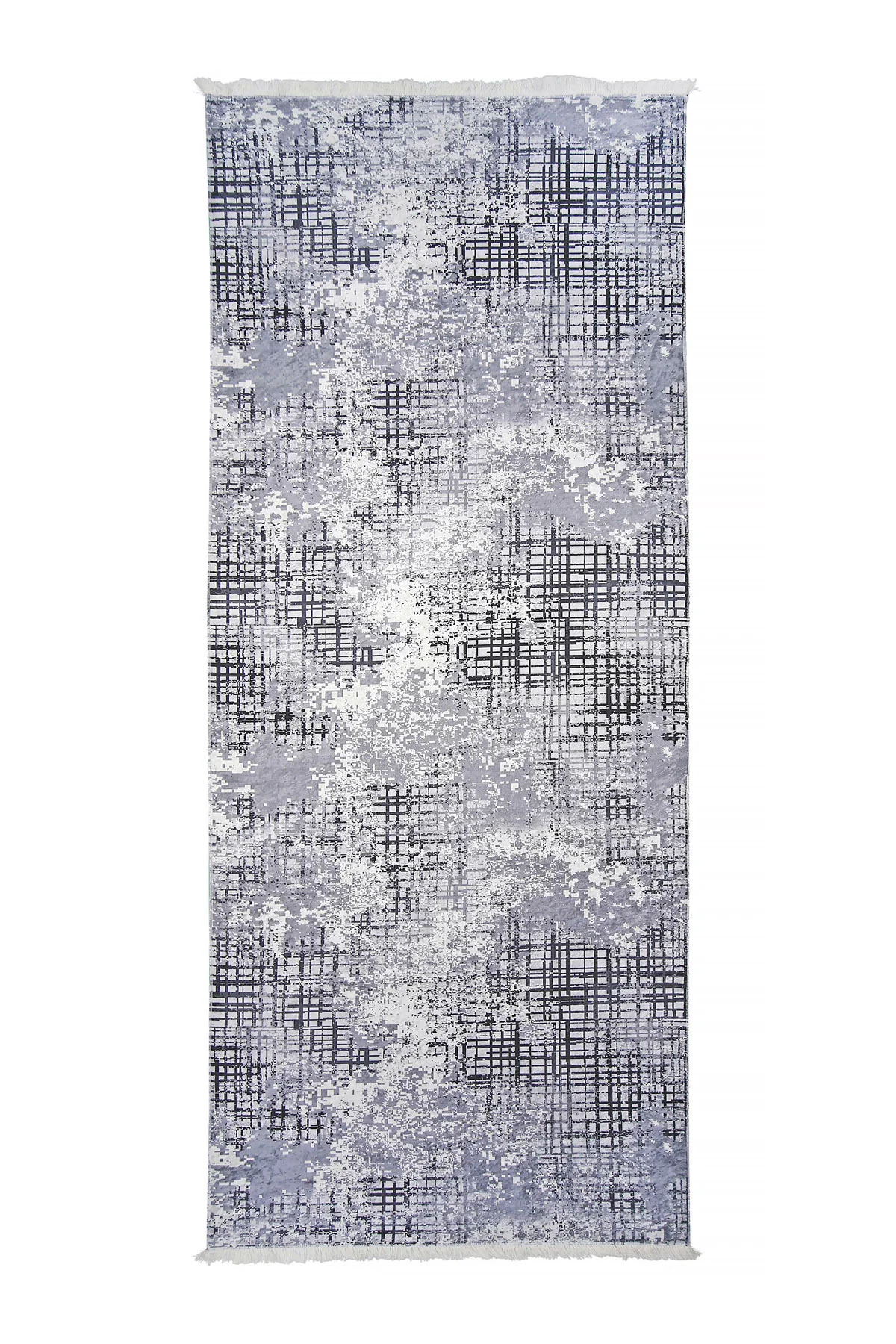 DİJİTAL Saçaklı HALI MODERN TASARIMLI GRİ RENKLİ Silinebilir 60x100