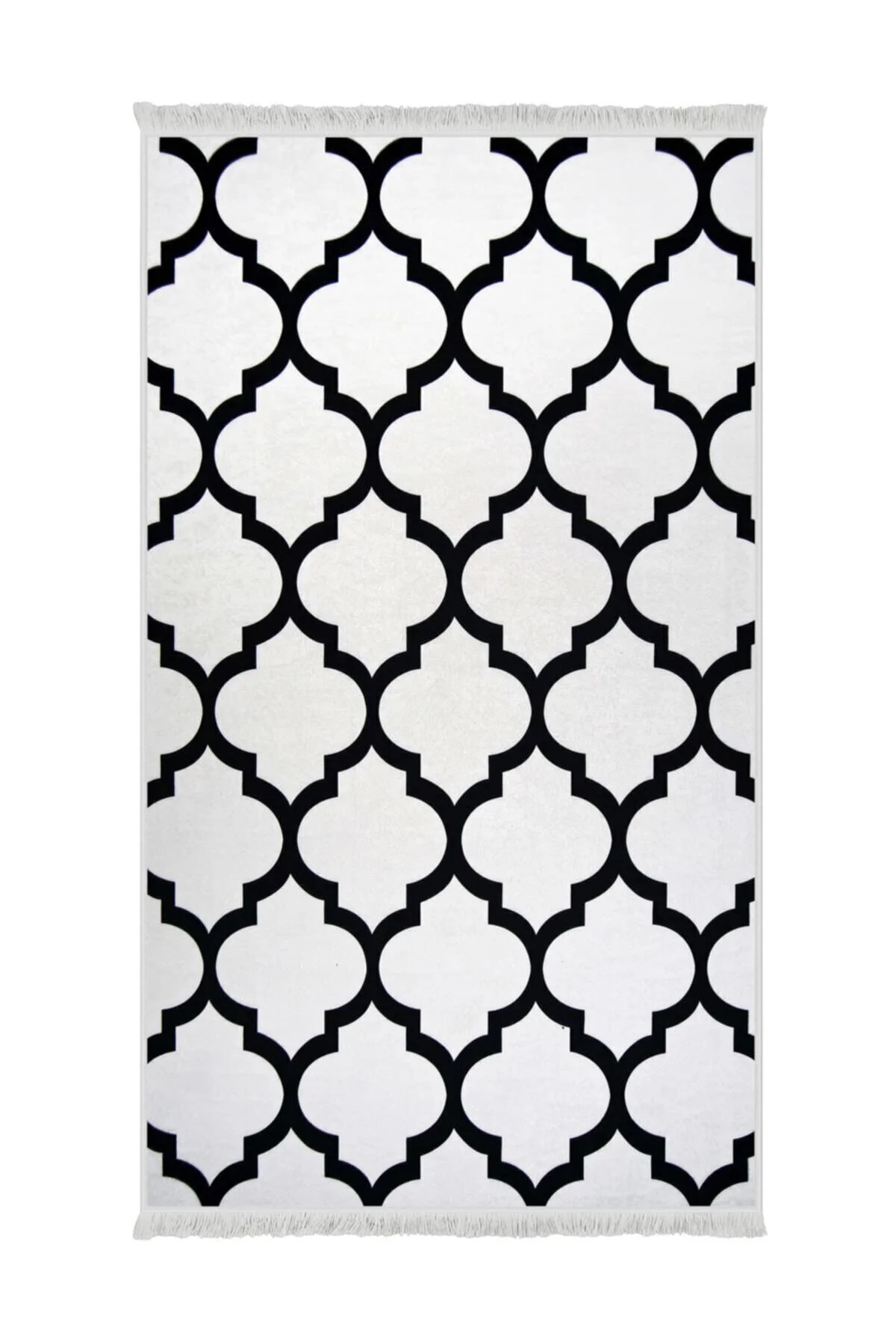 DİJİTAL Saçaklı HALI MODERN TASARIMLI BEYAZ RENKLİ Silinebilir 150X220