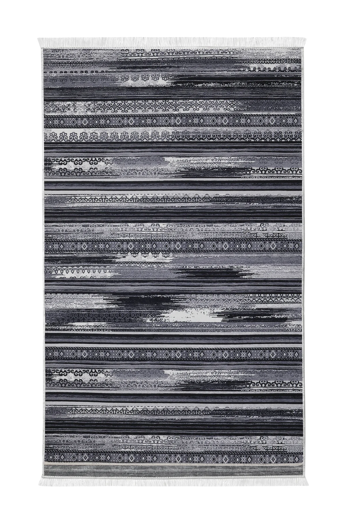DİJİTAL Saçaklı HALI KÖLN MODEL GRİ RENK Silinebilir 80x200
