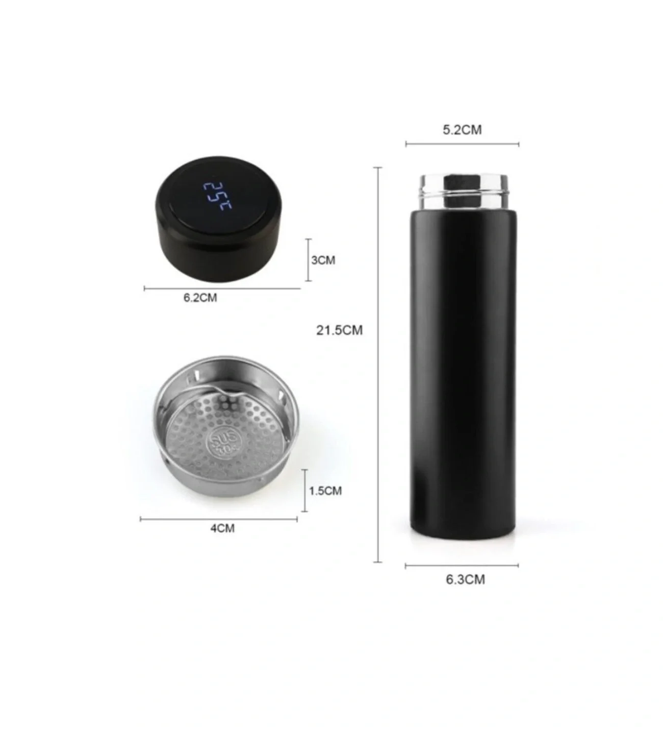 Dijital Sıcaklık Göstergeli Renkli Çelik Termos - 500 Ml