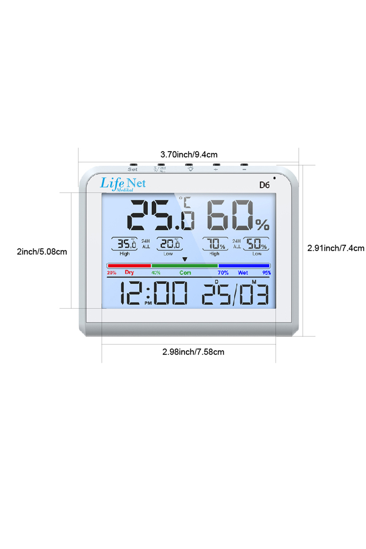 Life Net Medikal Dijital Termometre İsı Ve Nem Ölçer D6