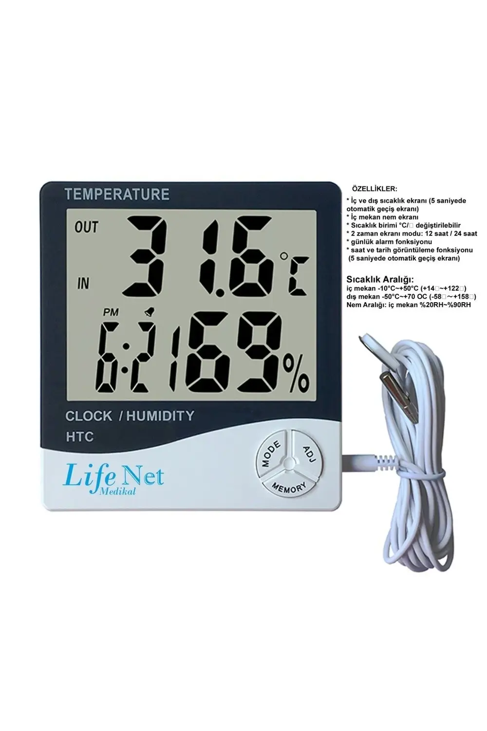 Dijital Termometre Sıcaklık Isı ve Nem Ölçer