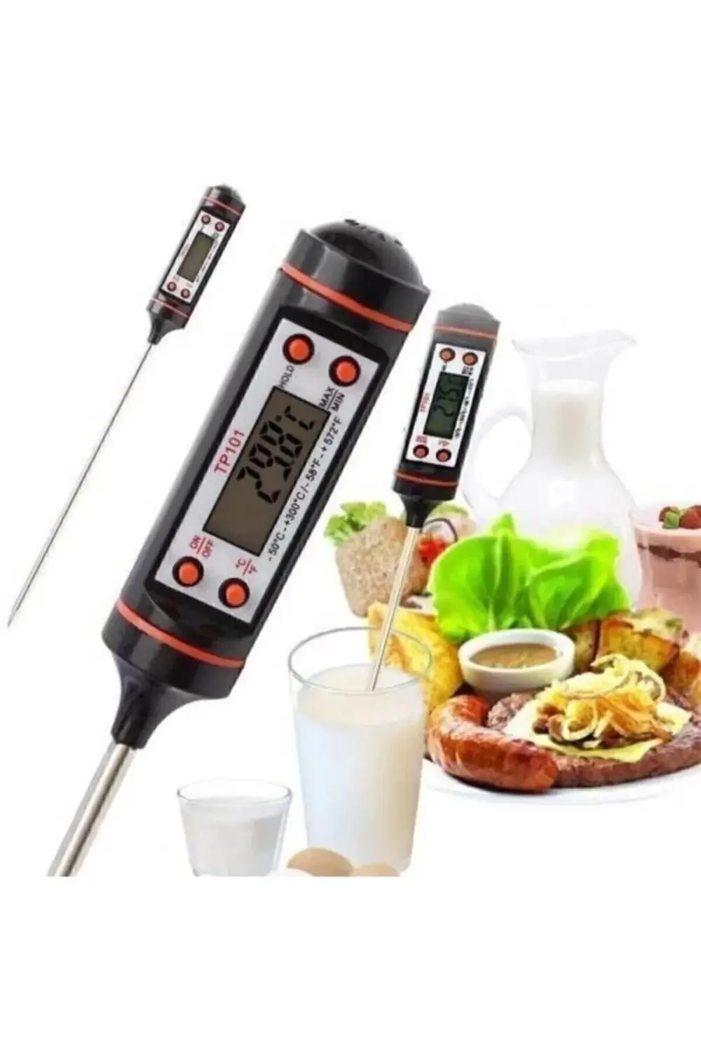 Dijital Termometre Tp101 300°c - Daldırma Tipi Gıda Termometresi