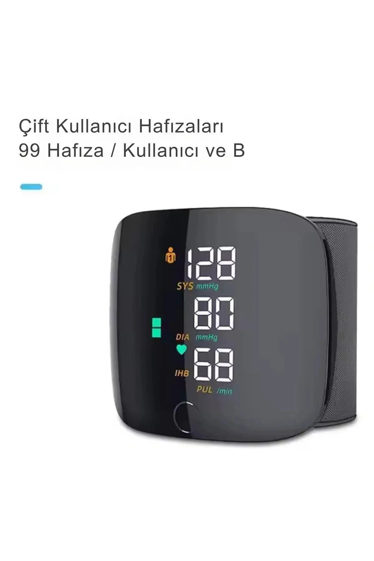 Dijital Türkçe Bilekten Tansiyon Ölçme Aleti Otomatik Tansiyon Ölçer Renkli Akıllı LCD Sesli Uyarı